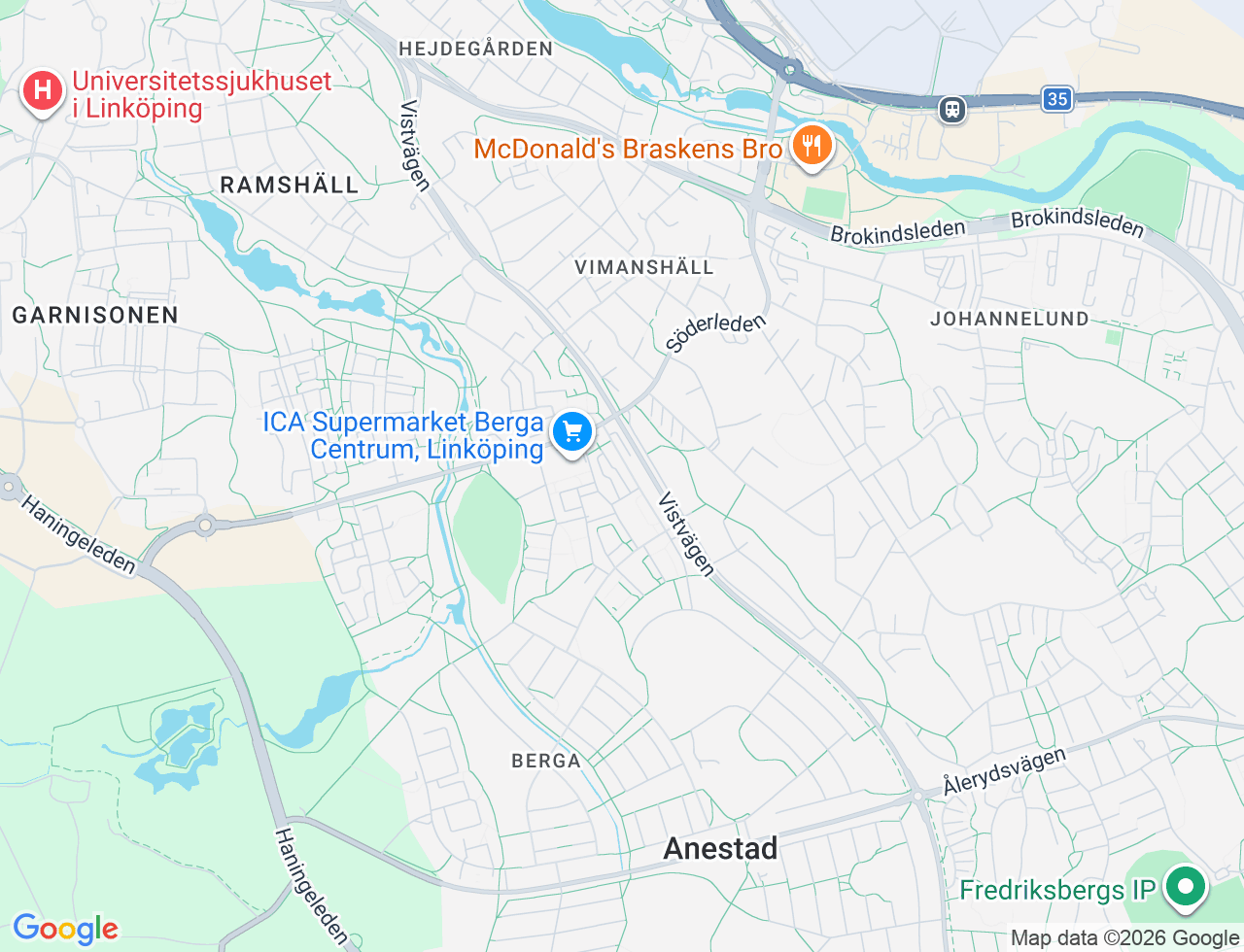 Karta över Hovetorpsgatan 12 i 35 Linköping