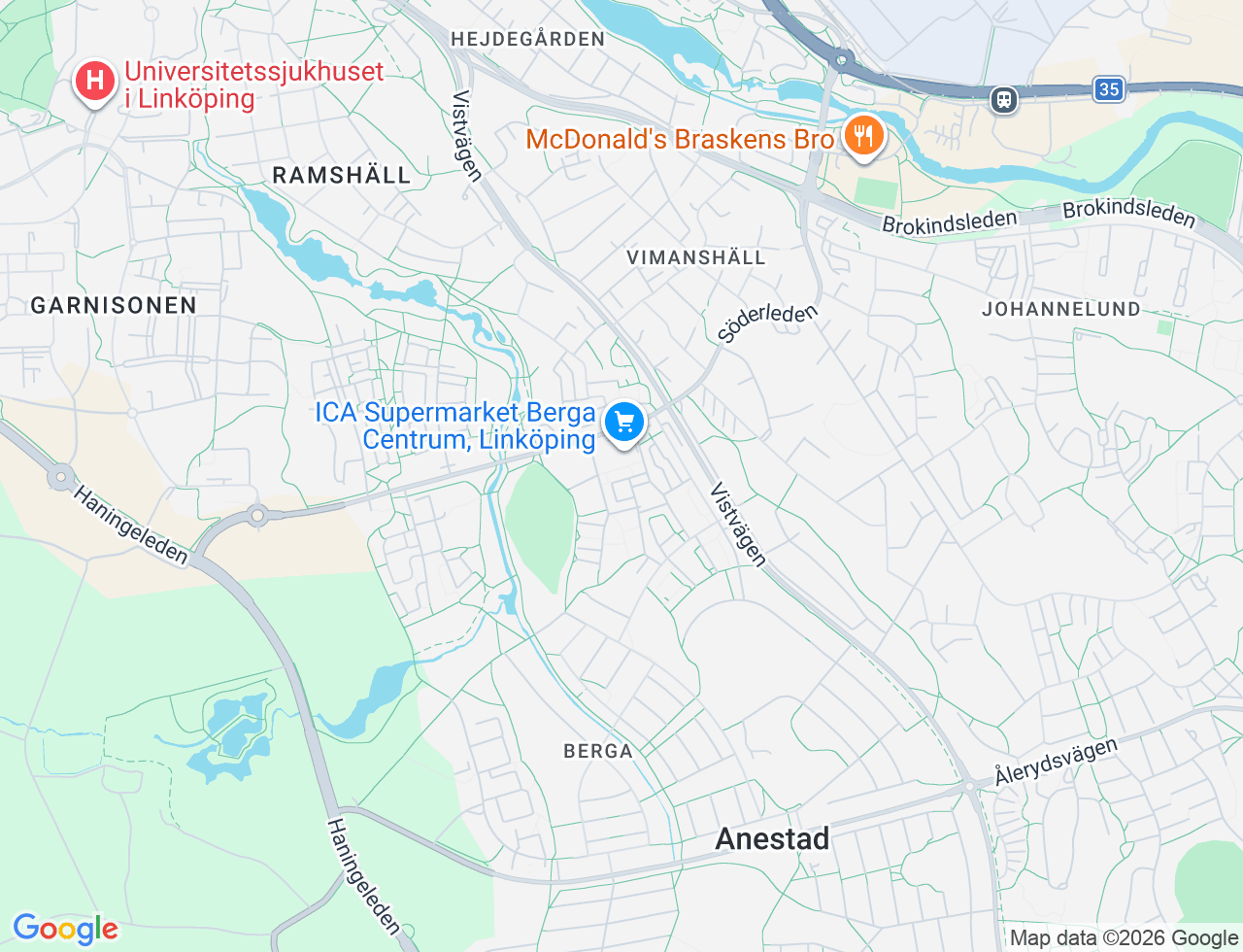 Karta över Hovetorpsgatan 36 i 35 Linköping