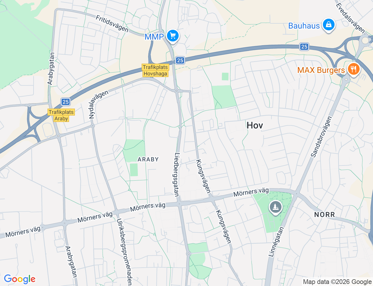 Karta över Hovgårdsvägen 10B i 44 Växjö
