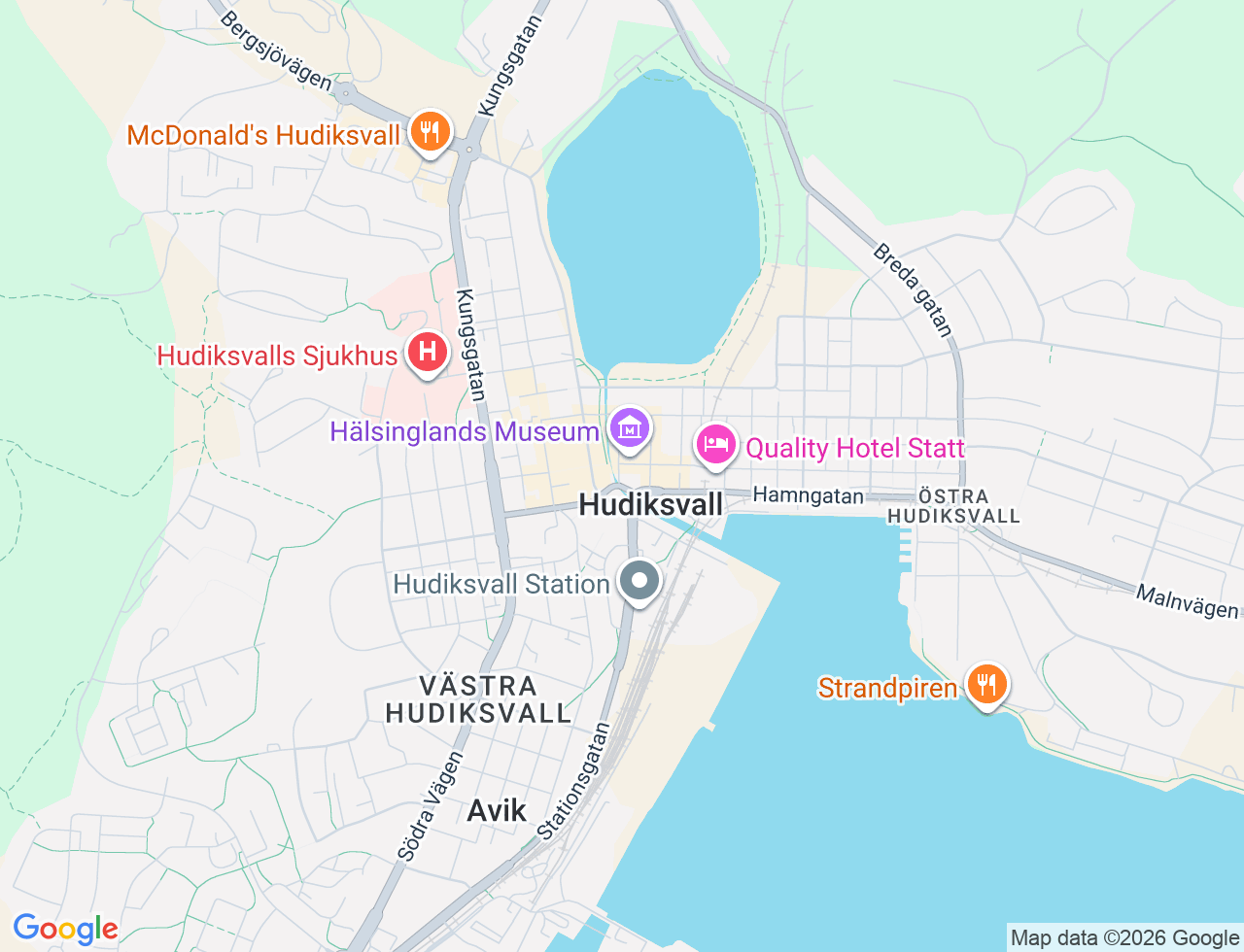 Karta över Hudiksvall i Sverige