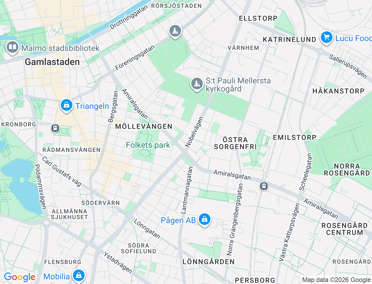 Karta över Åhusgatan 6 i 38 Malmö