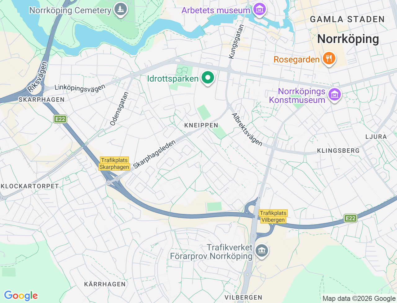 Karta över Idrottsgatan 49 i 63 Norrköping