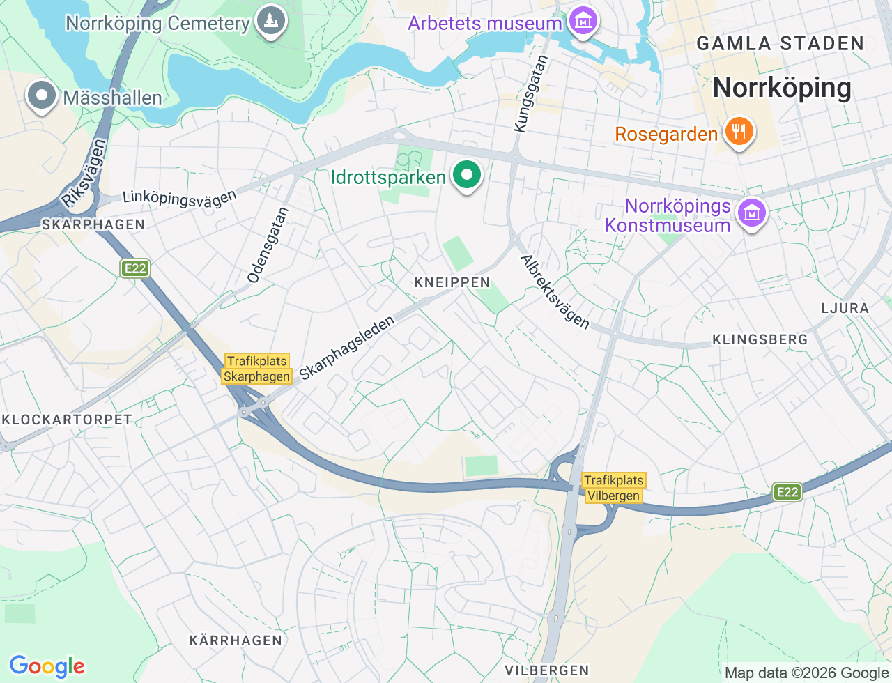 Karta över Idrottsgatan 49 i 63 Norrköping