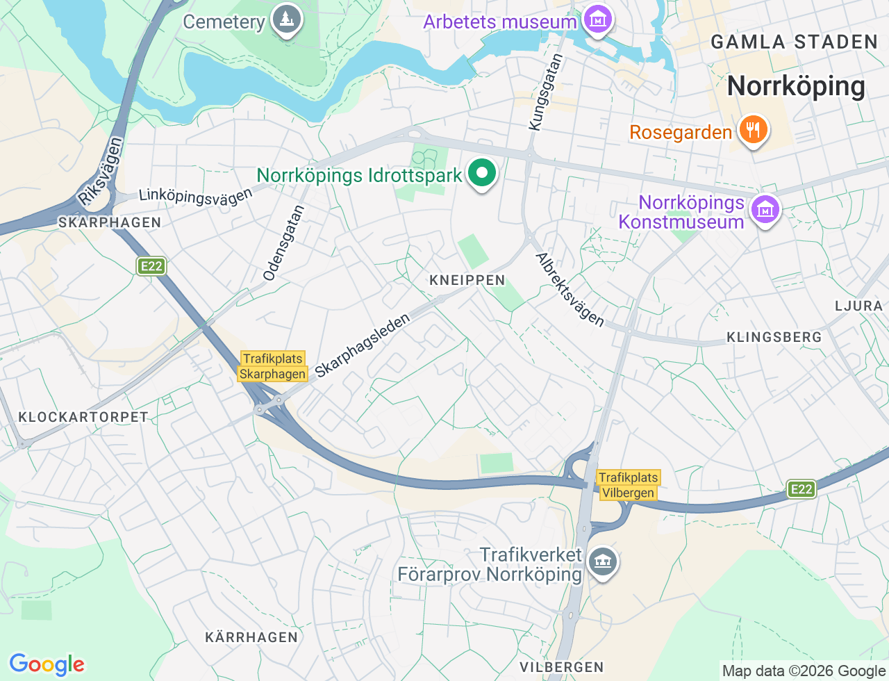 Karta över Idrottsgatan 51 i 63 Norrköping