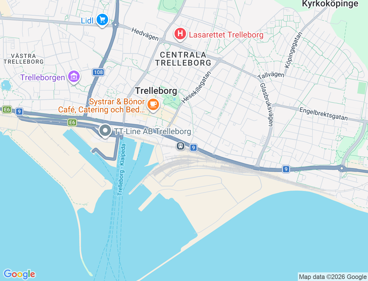 Karta över Järnvägsgatan 13B i 44 Trelleborg