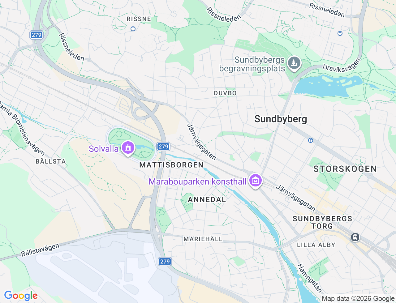 Karta över Järnvägsgatan 23 i 75 Sundbyberg