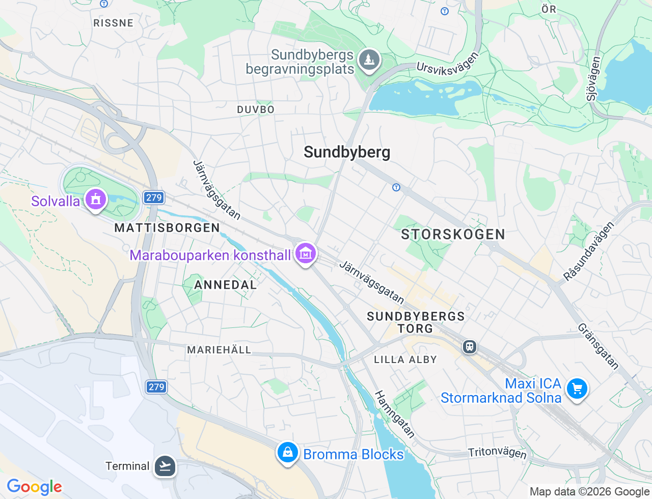 Karta över Järnvägsgatan 68 i 35 Sundbyberg