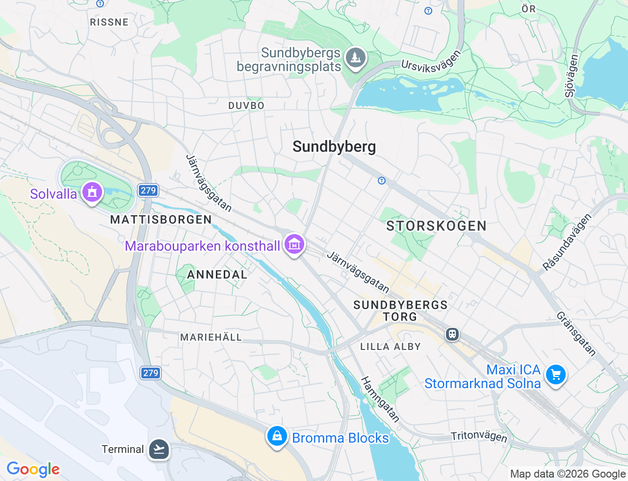 Karta över Järnvägsgatan 68 i 35 Sundbyberg