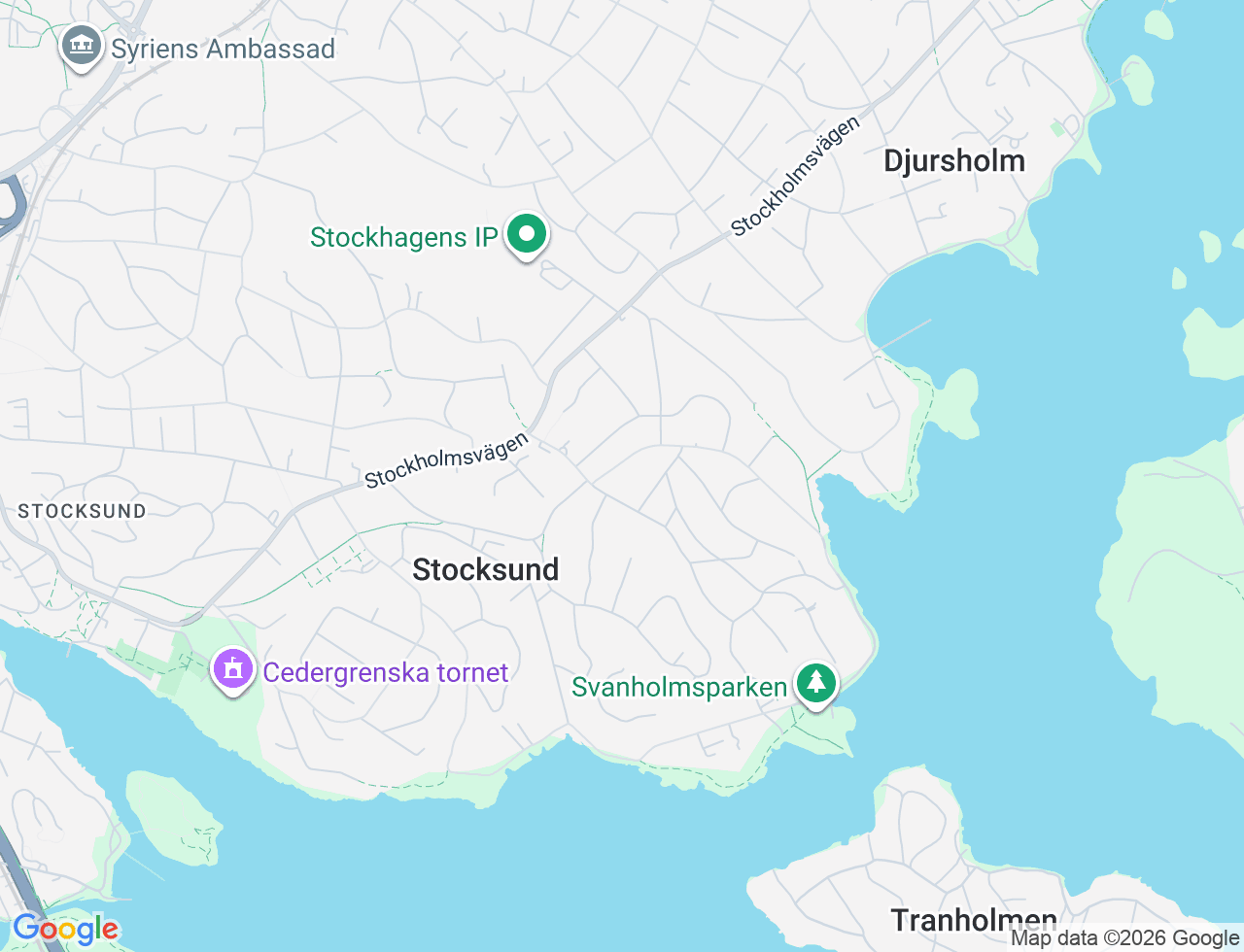 Karta över Johan Banérs väg 20D i 75 Stocksund