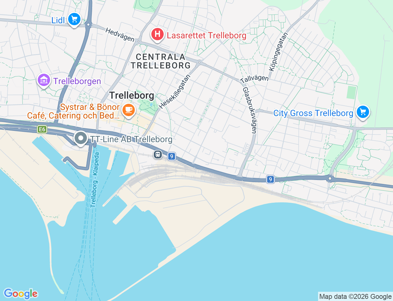 Karta över Johan Kocksgatan 3 i 45 Trelleborg