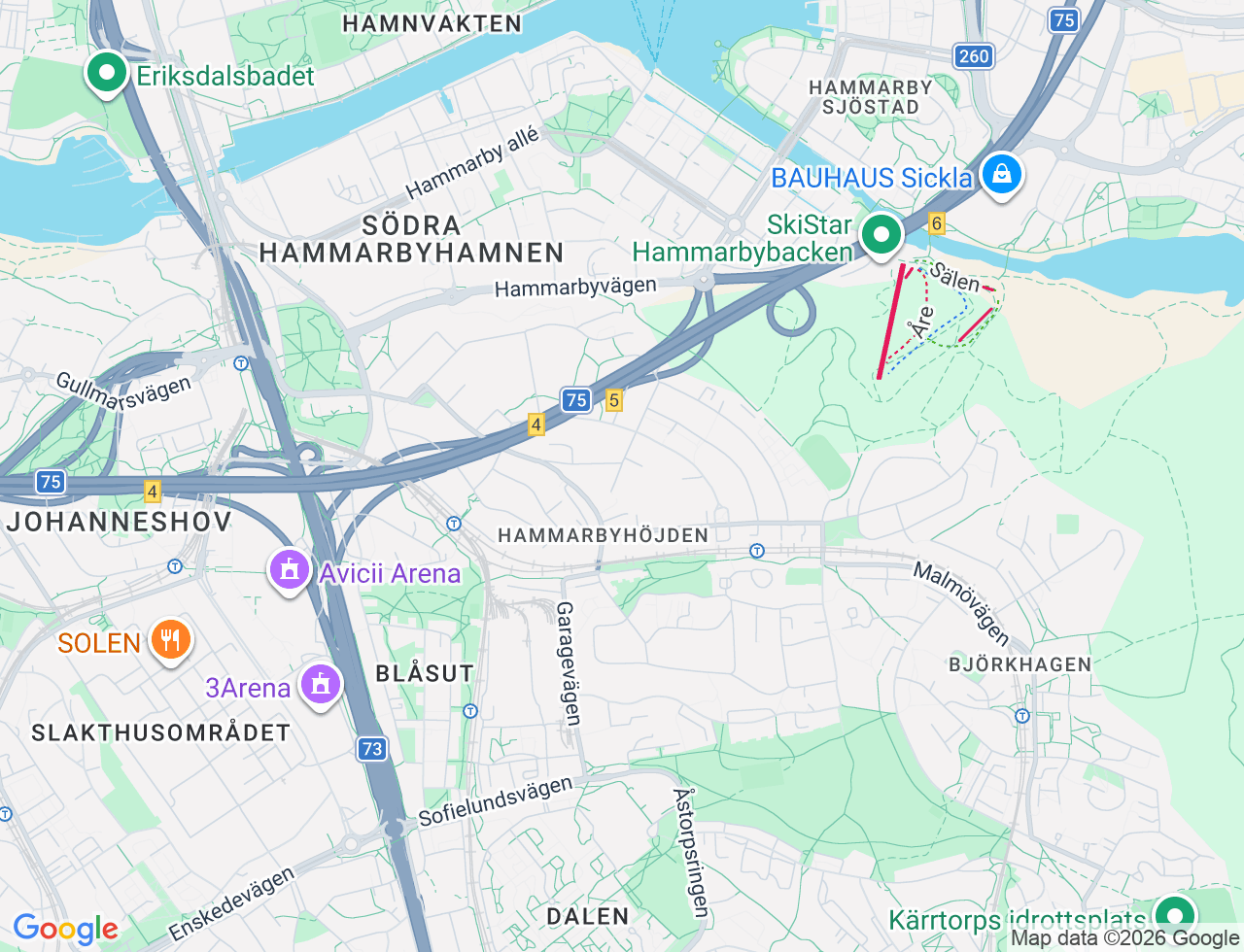 Karta över Johan Printz väg 21 i 46 Johanneshov