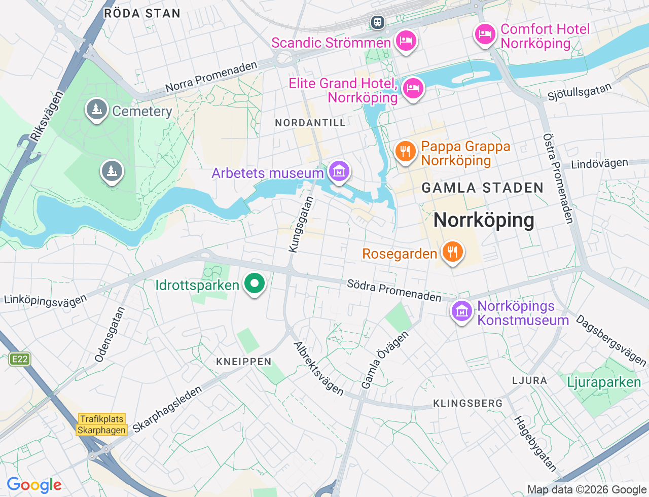 Karta över Källvindsgatan 29 i 40 Norrköping