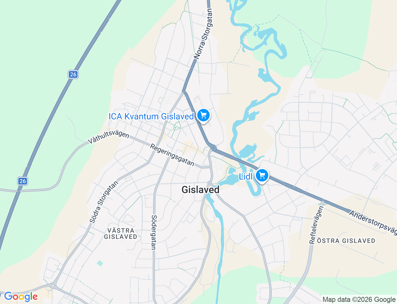Karta över Köpmangatan 16 i 30 Gislaved