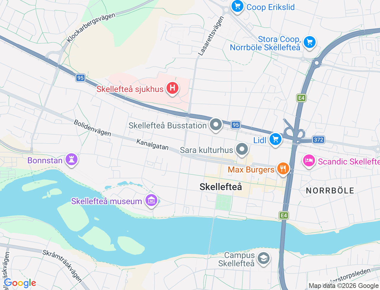 Karta över Kanalgatan 27D i 29 Skellefteå