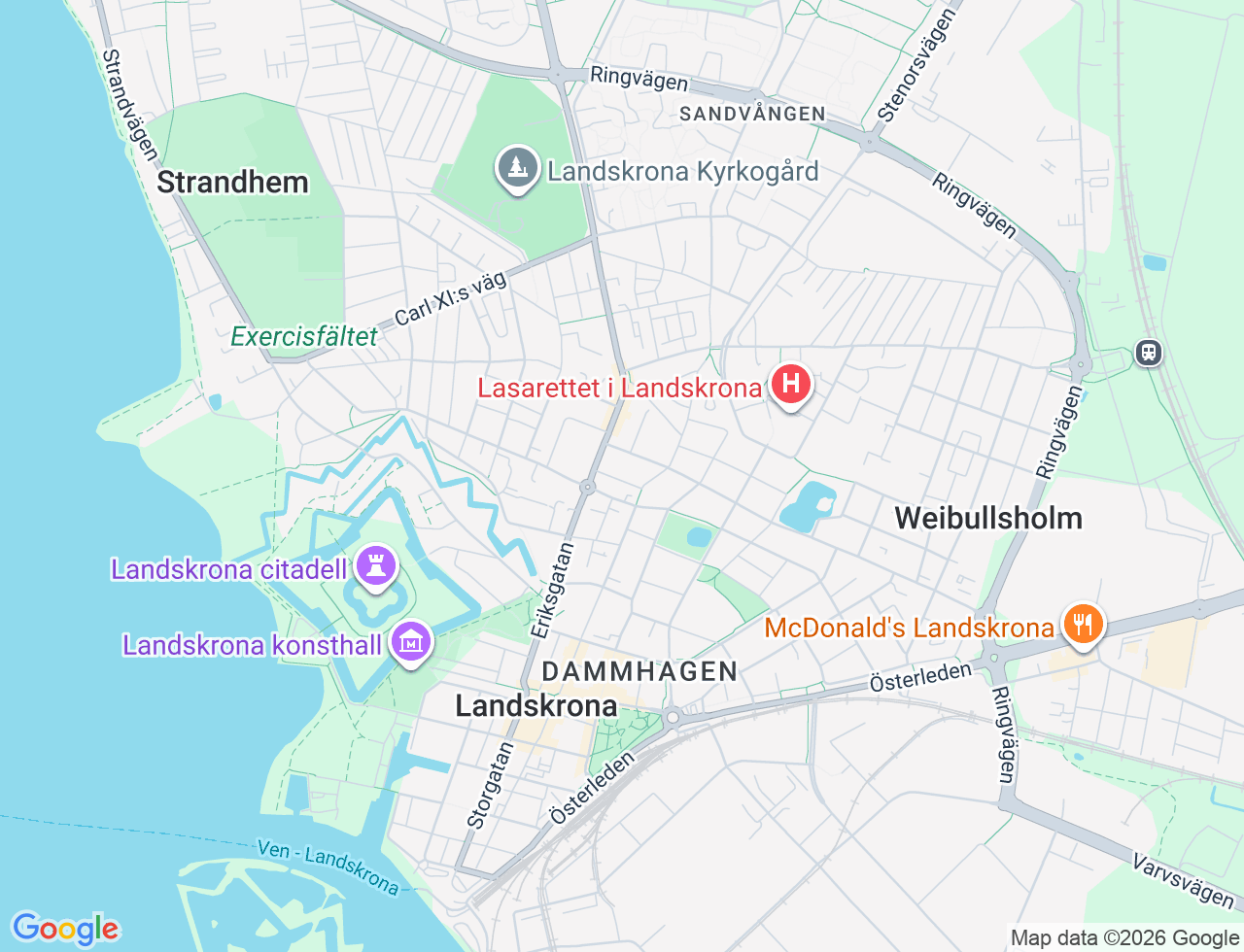 Karta över Karmelitergatan 7 i 40 Landskrona