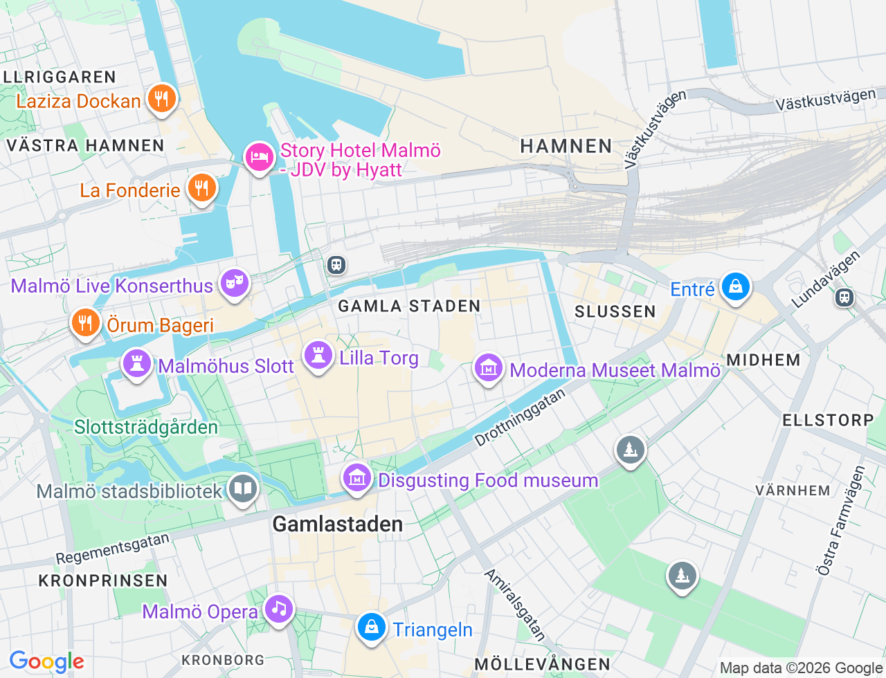Karta över Kattsundsgatan 16 i 26 Malmö