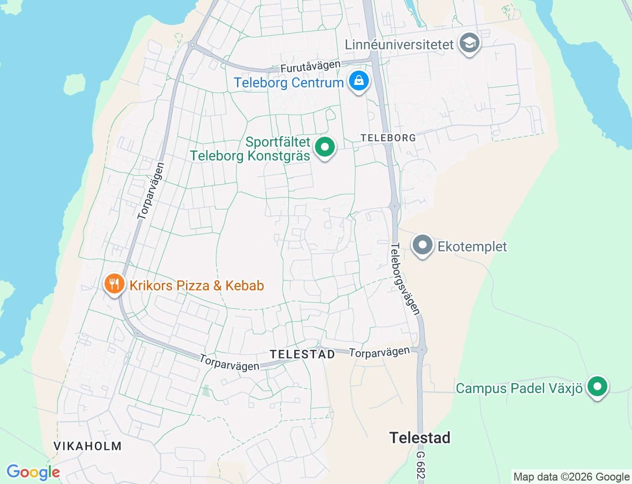 Karta över Klangens väg 4 i 55 Växjö
