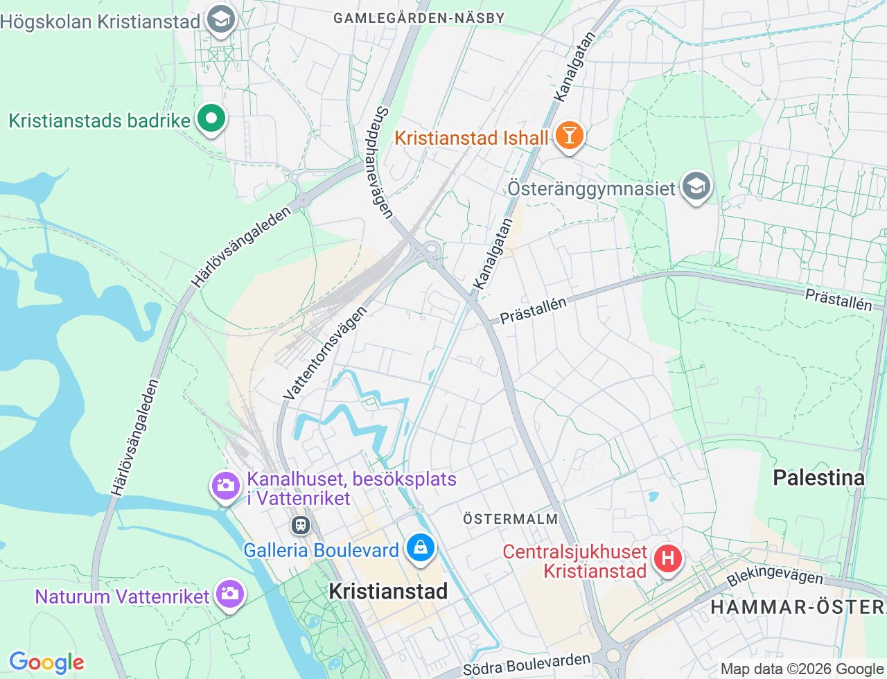 Karta över Kockumsgatan 4 i 32 Kristianstad