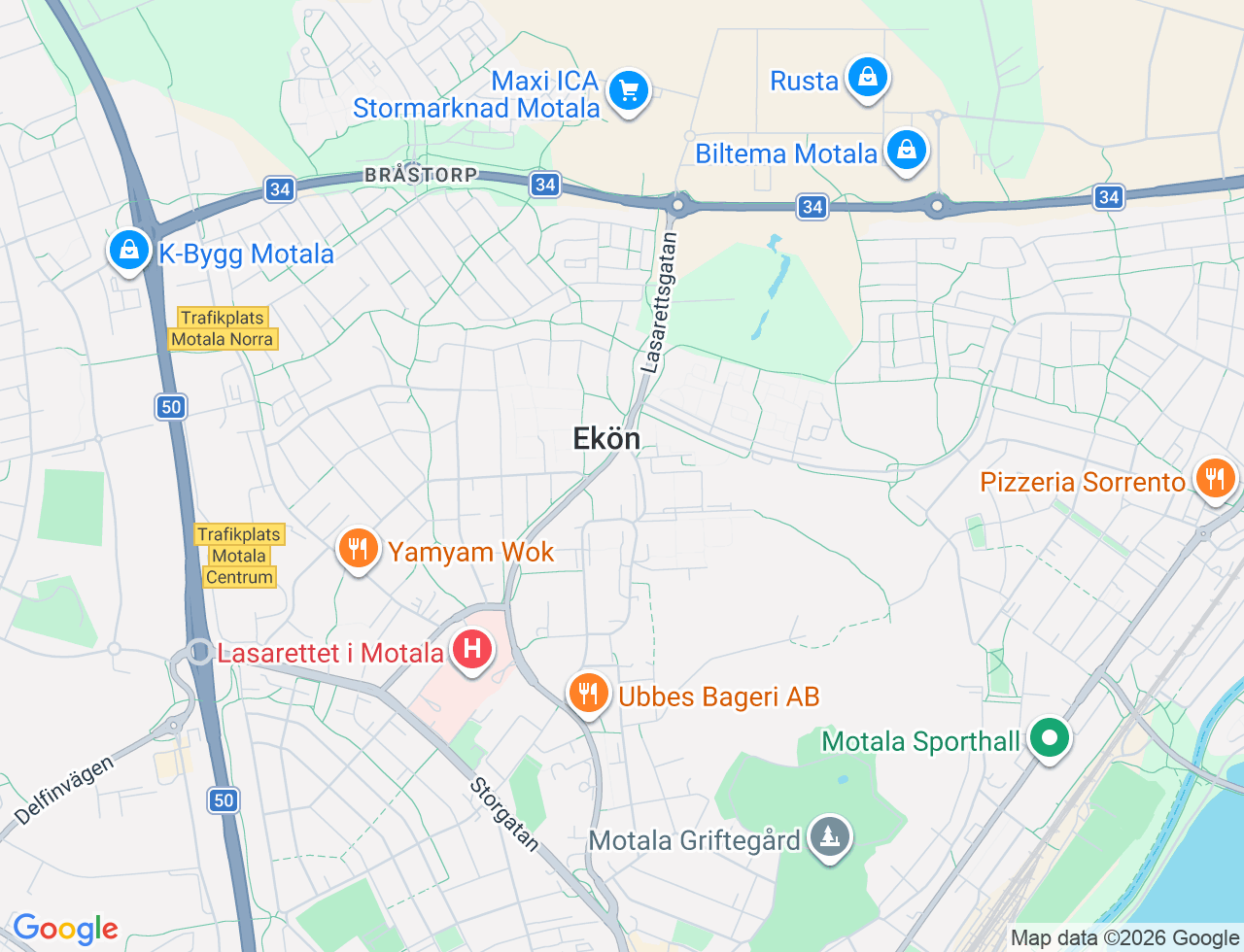 Karta över Kråkrisvägen 36A i 34 Motala