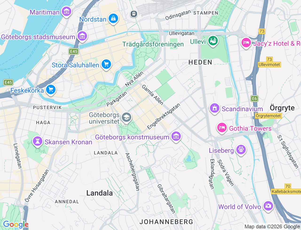 Karta över Kungsportsavenyen 29 i 36 Göteborg
