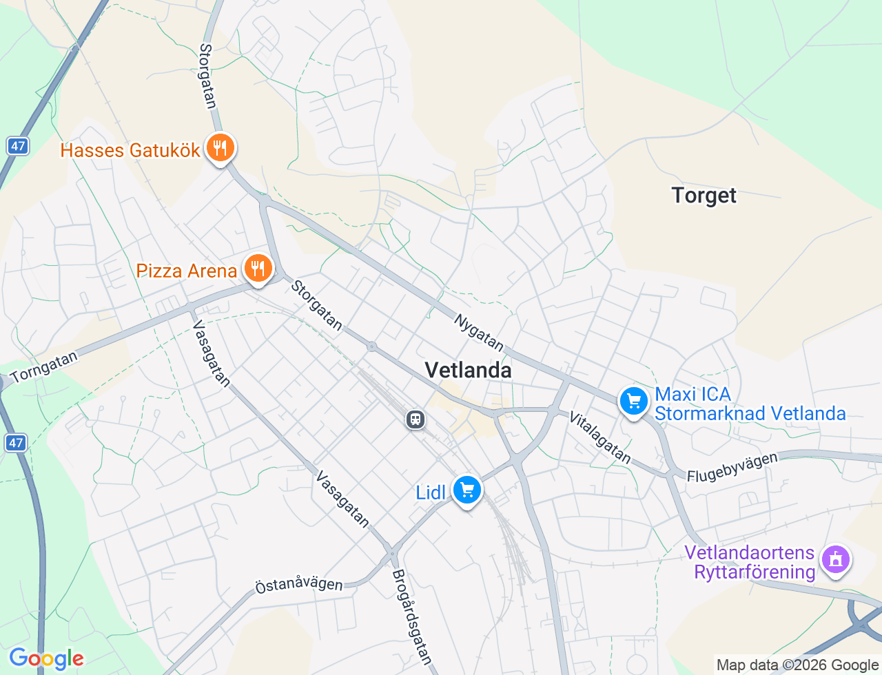 Karta över Kyrkogatan 34B i 31 Vetlanda