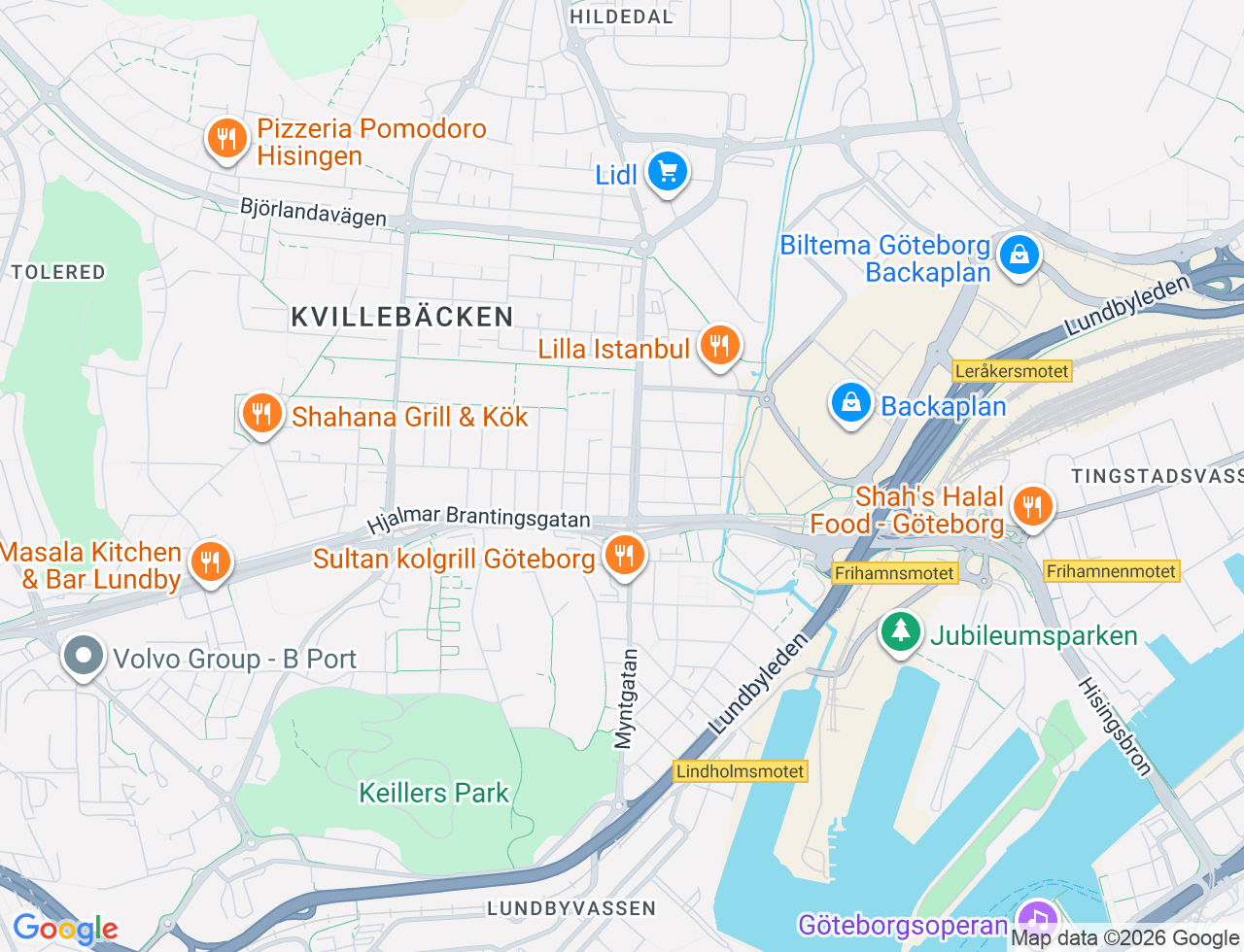 Karta över Långängen 14 i 22 Göteborg