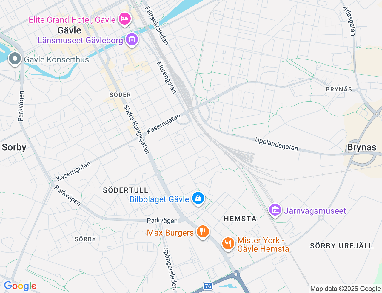 Karta över Lilla Centralgatan 40 i 55 Gävle