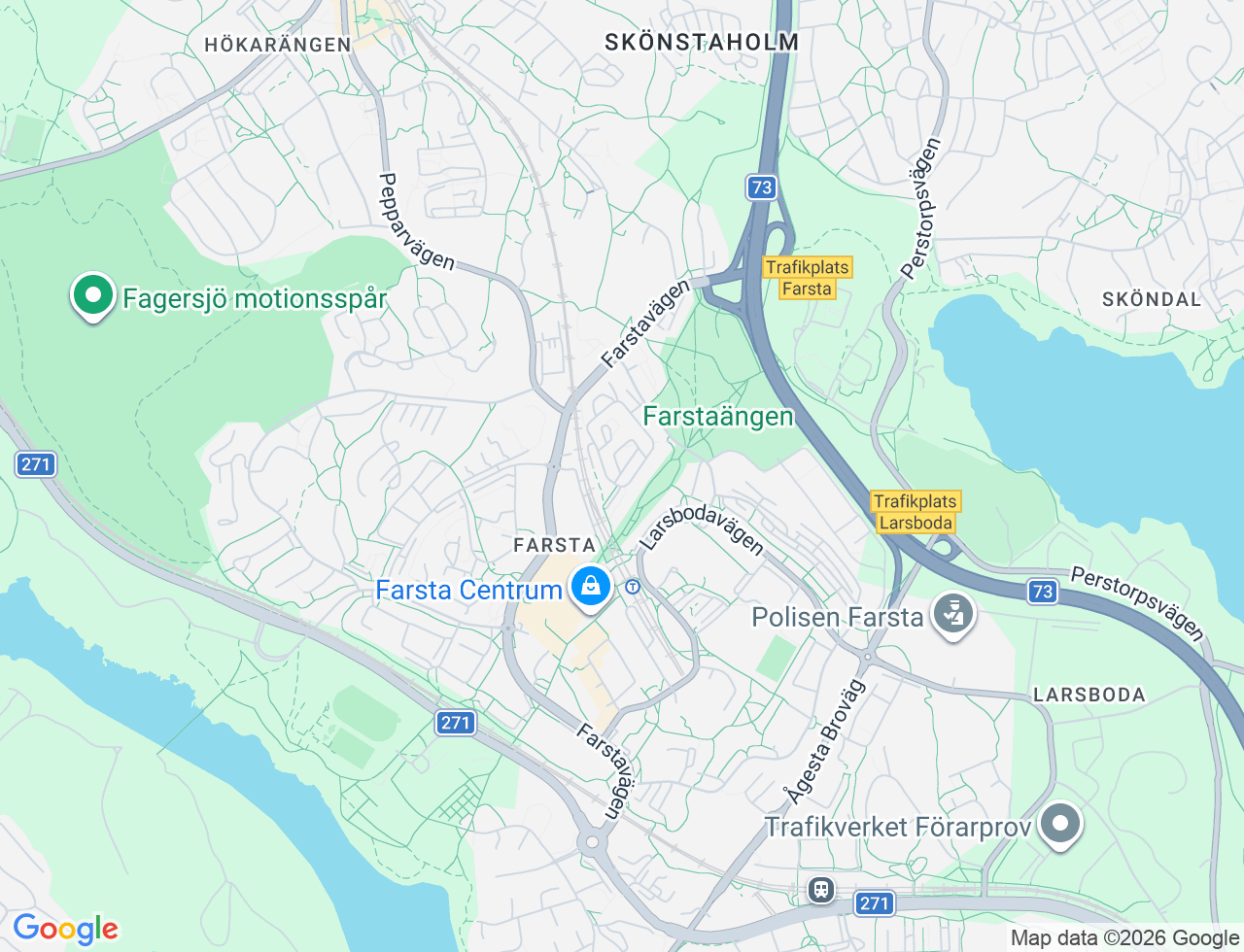 Karta över Lysviksgatan 32 i 42 Farsta
