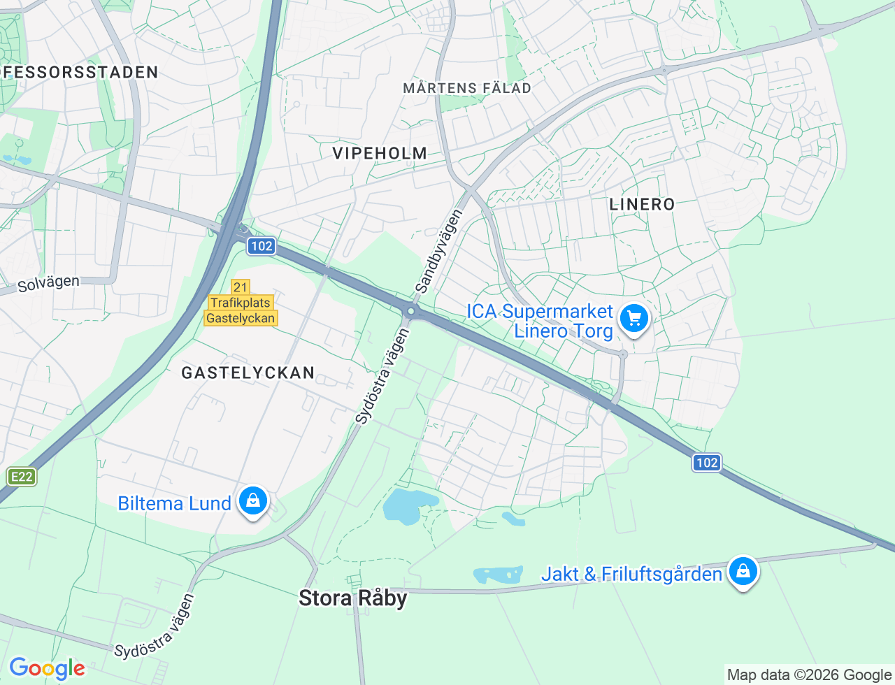 Karta över Malakitgatan 2 i 88 Lund