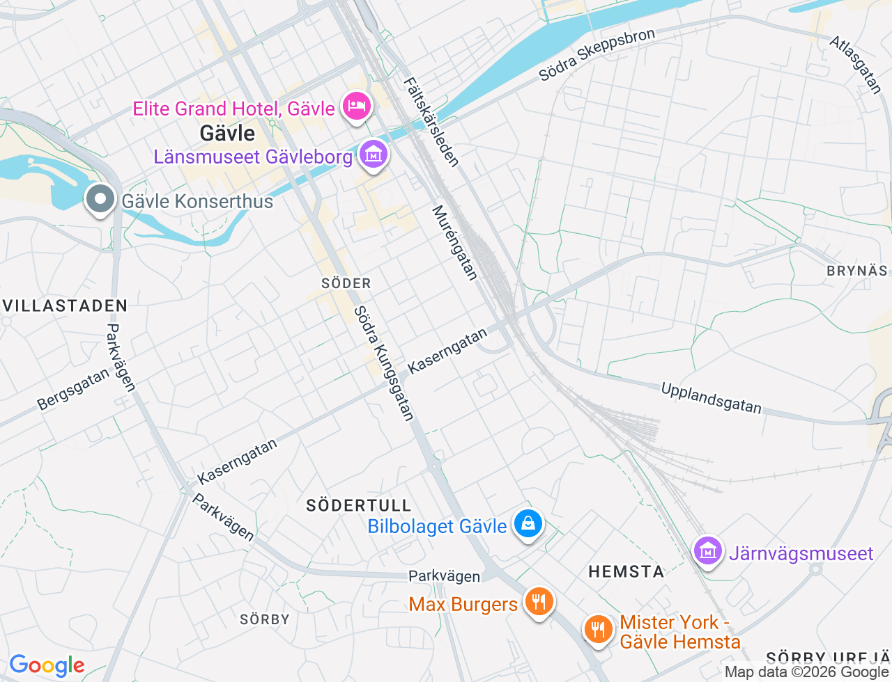 Karta över Nedre Åkargatan 72B i 51 Gävle