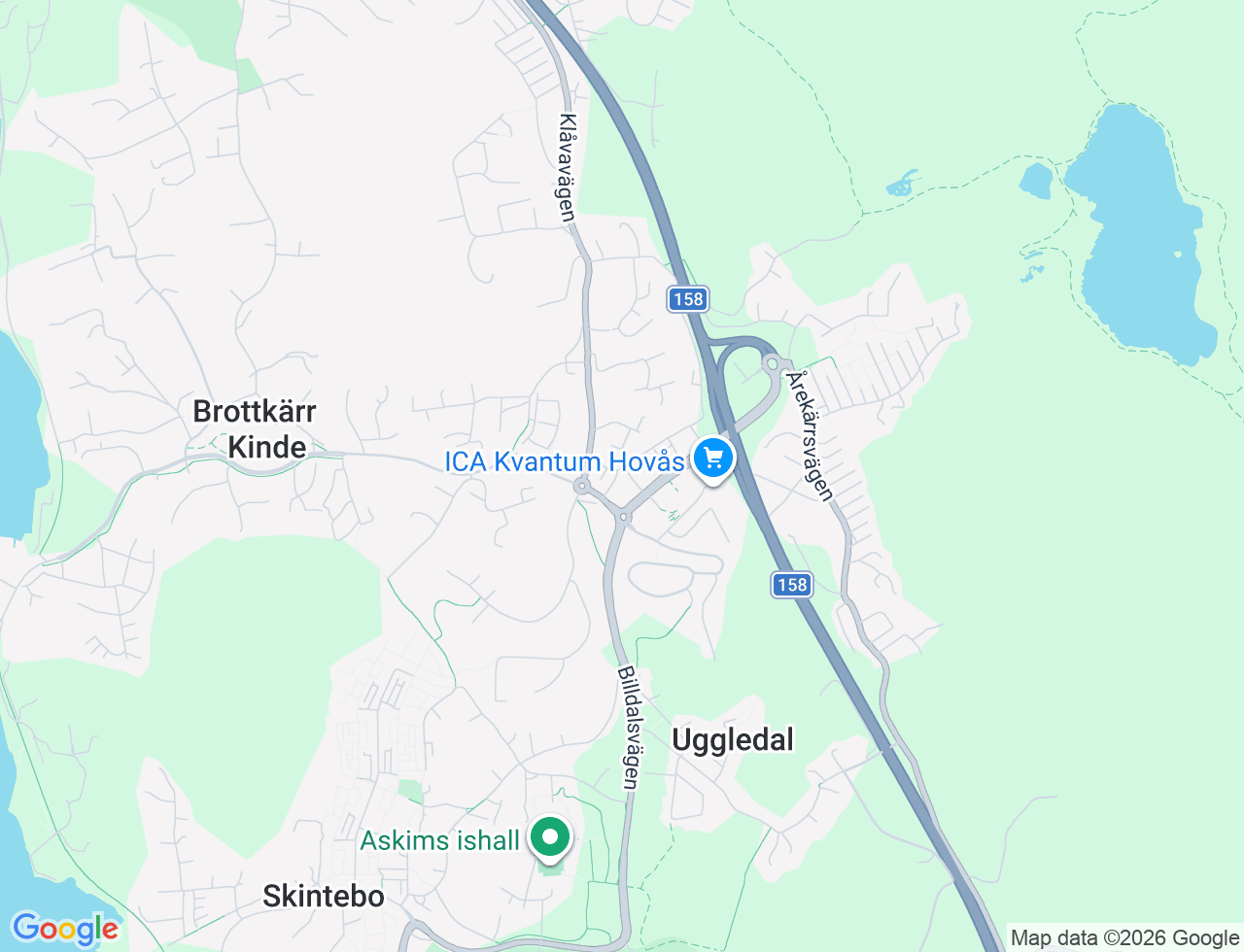 Karta över Ängsäters Gränd 1 i 57 Hovås