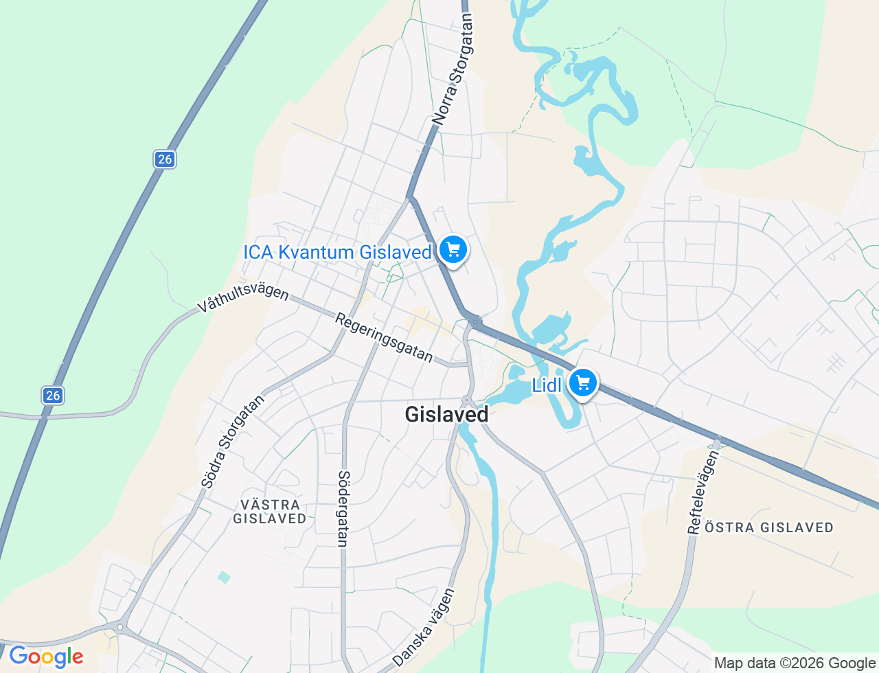 Karta över Ängsgatan 25 i 30 Gislaved