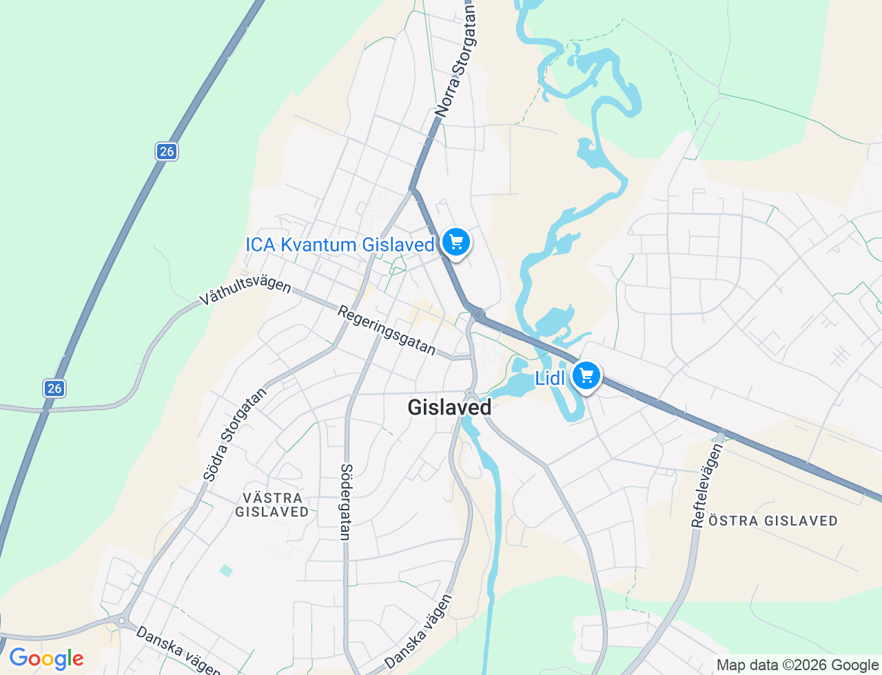 Karta över Ängsgatan 27 i 30 Gislaved