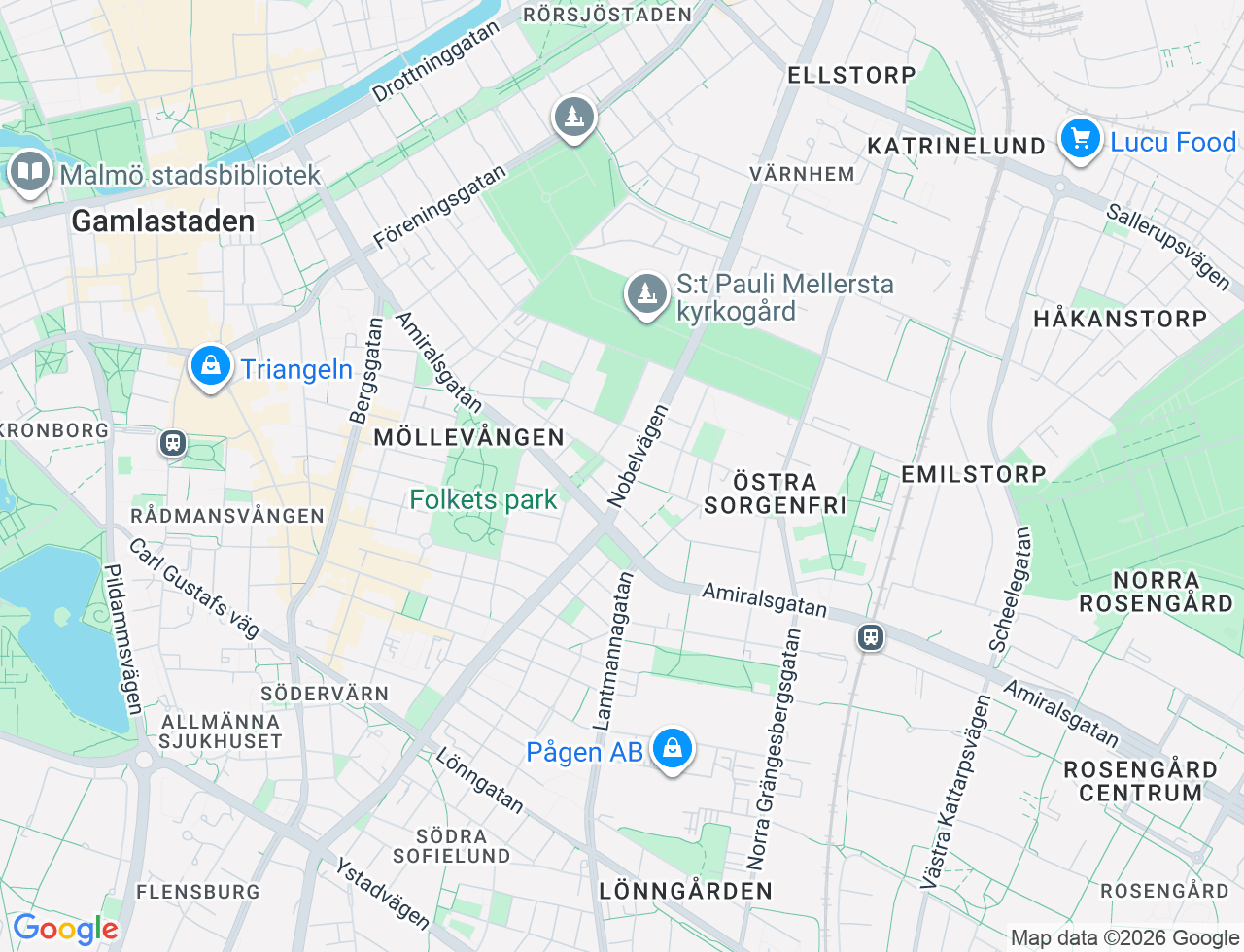 Karta över Nobelvägen 52 i 33 Malmö