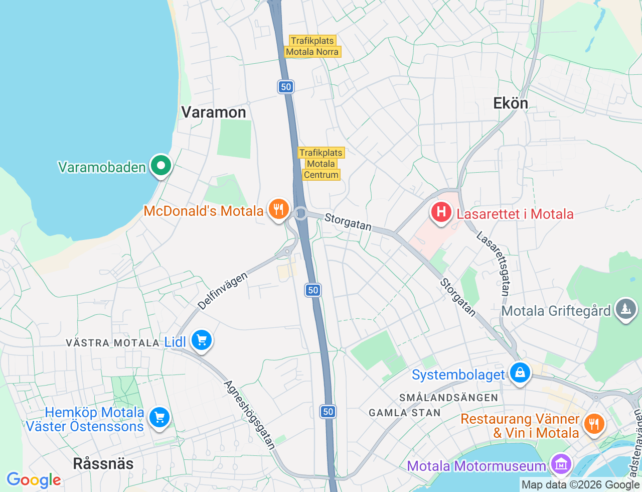 Karta över Norra Herrgårdsgatan 65A i 32 Motala