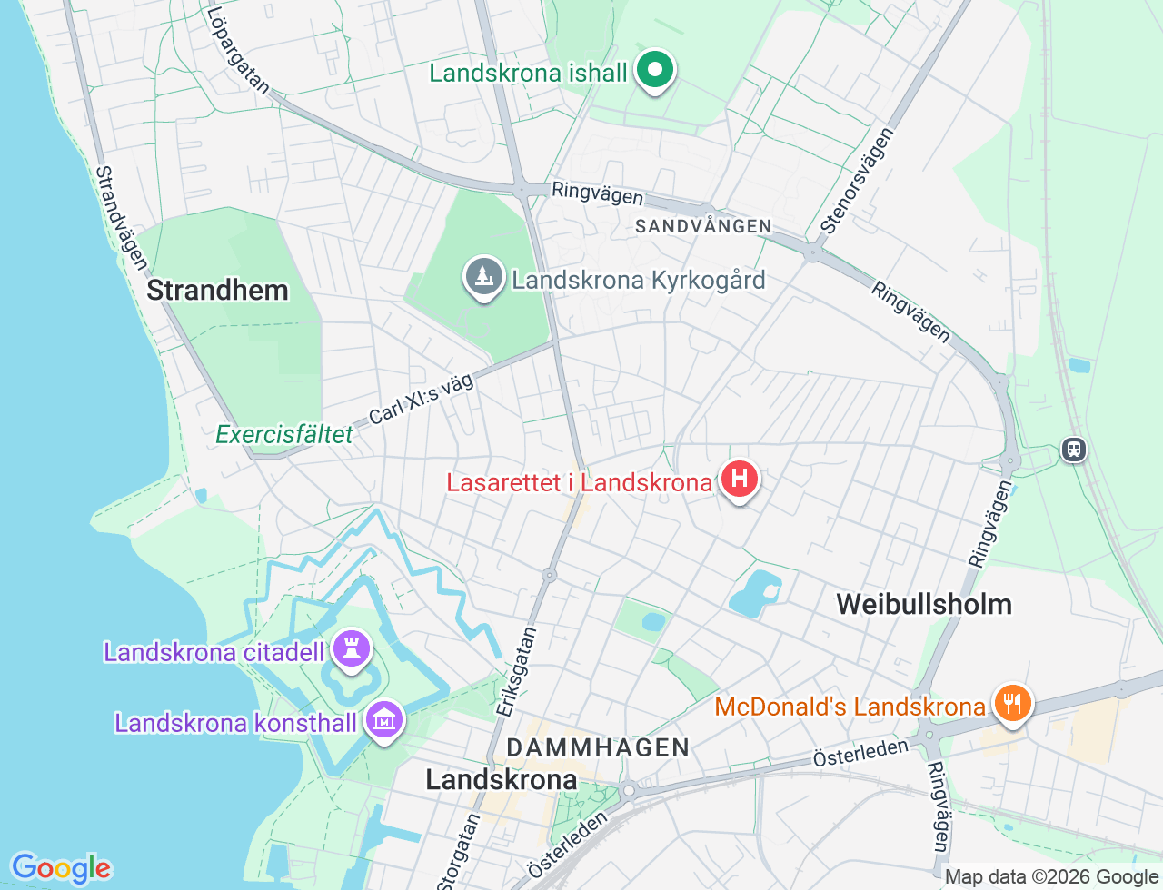 Karta över Norra Infartsgatan 22A i 40 Landskrona