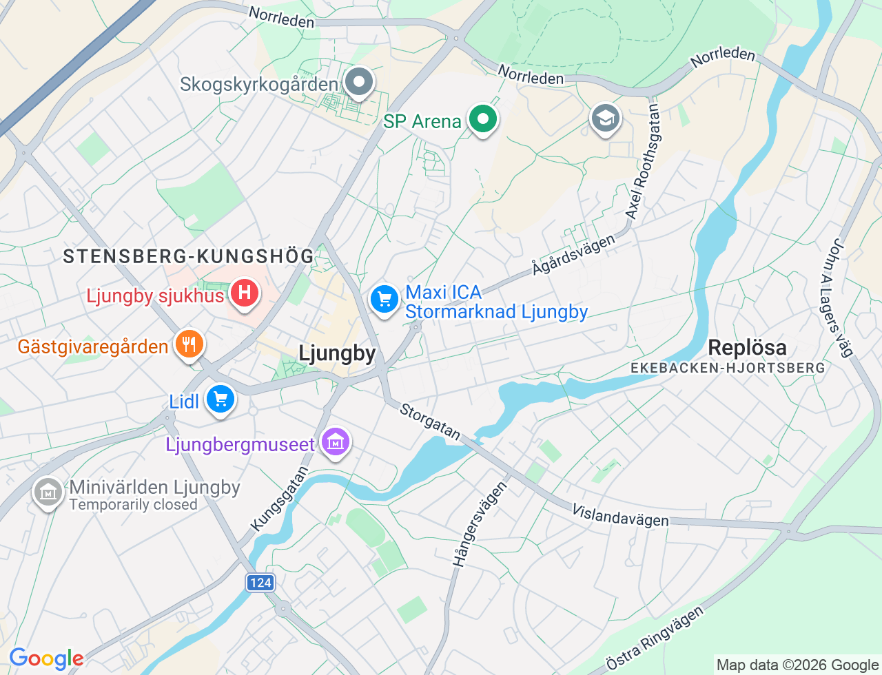 Karta över Norra Järnvägsgatan 7B i 37 Ljungby