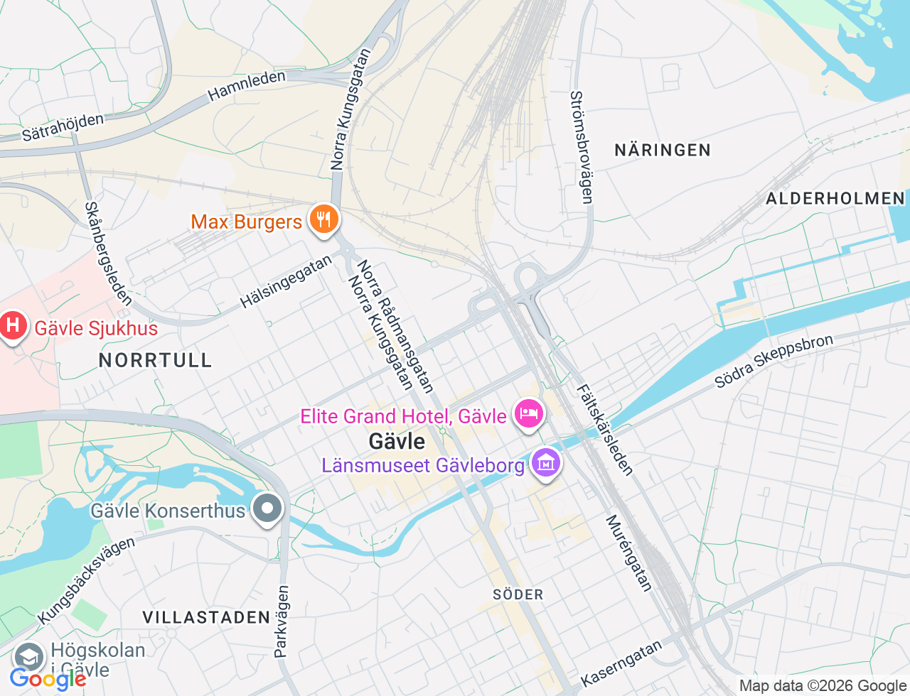 Karta över Norra Kopparslagargatan 18A i 11 Gävle
