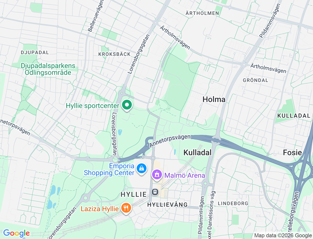 Karta över Norra Tennisgränd 1 i 25 Malmö