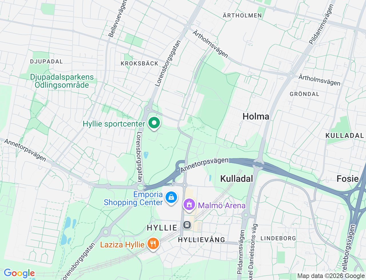 Karta över Norra Tennisgränd 15 i 25 Malmö