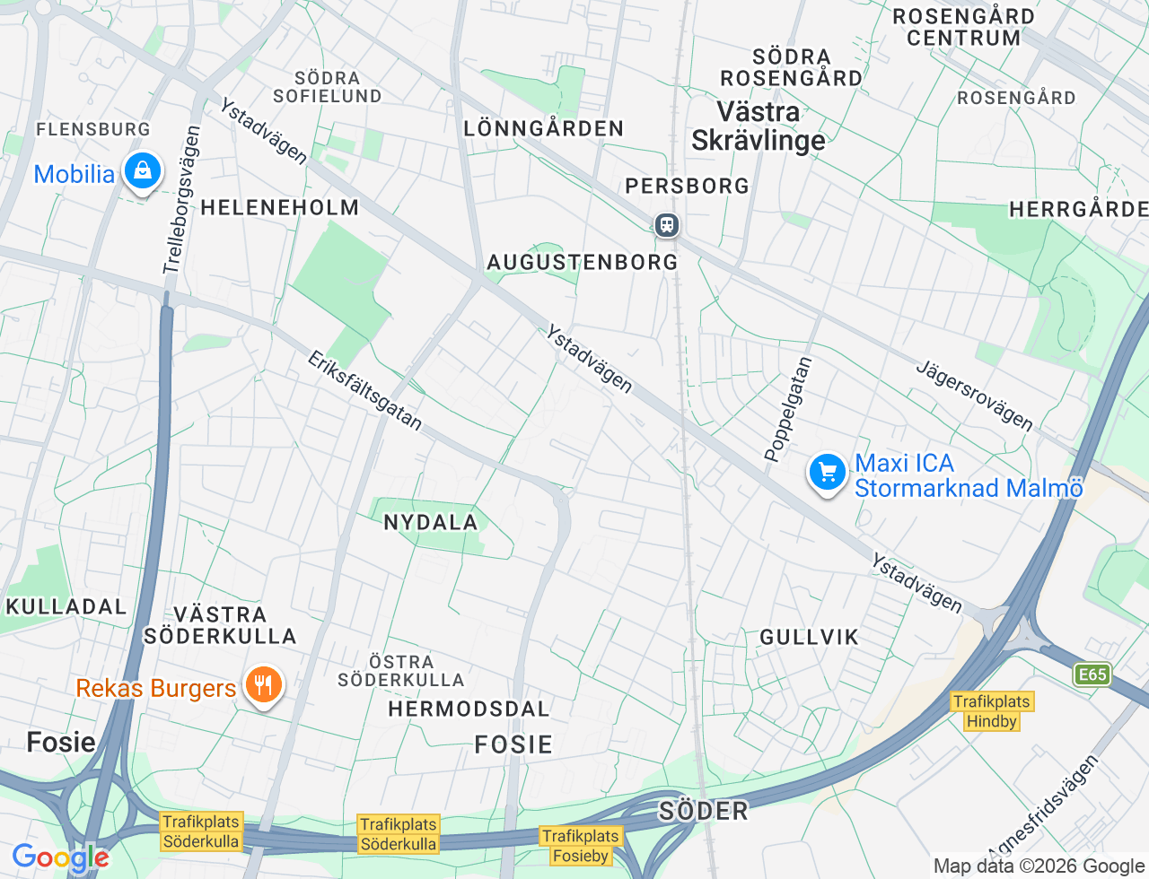 Karta över Nydalavägen 3F i 58 Malmö