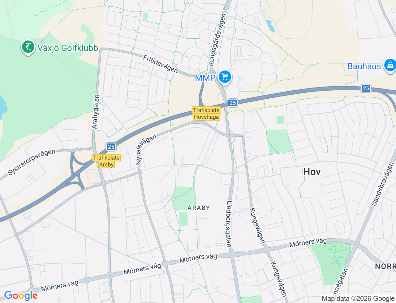 Karta över Nydalavägen 54C i 48 Växjö