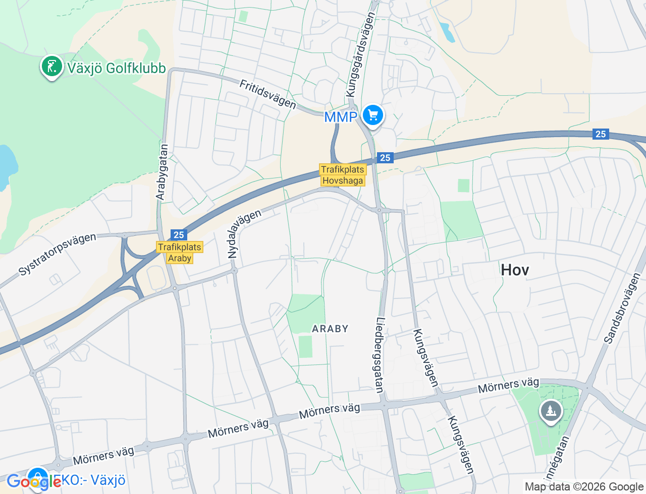 Karta över Nydalavägen 60B i 48 Växjö