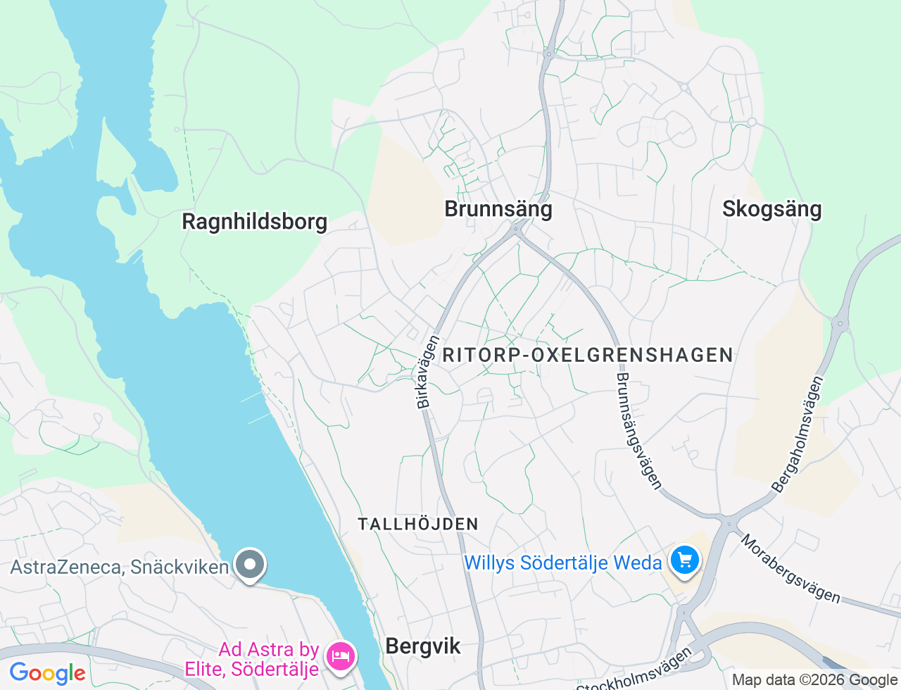 Karta över Okstigen 2 i 48 Södertälje