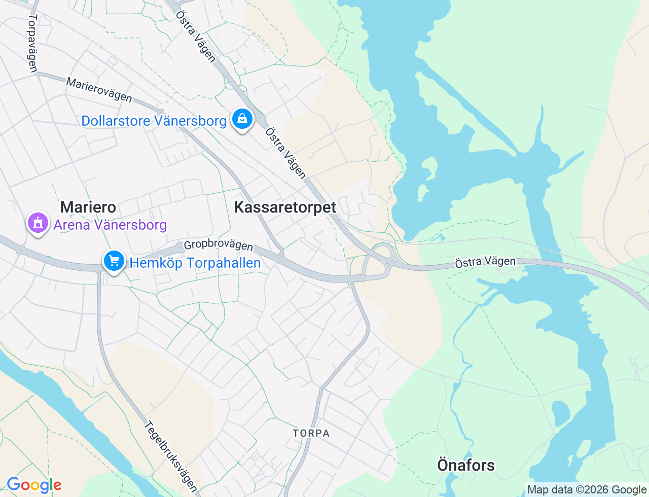 Karta över Petersbergsvägen 52 i 53 Vänersborg
