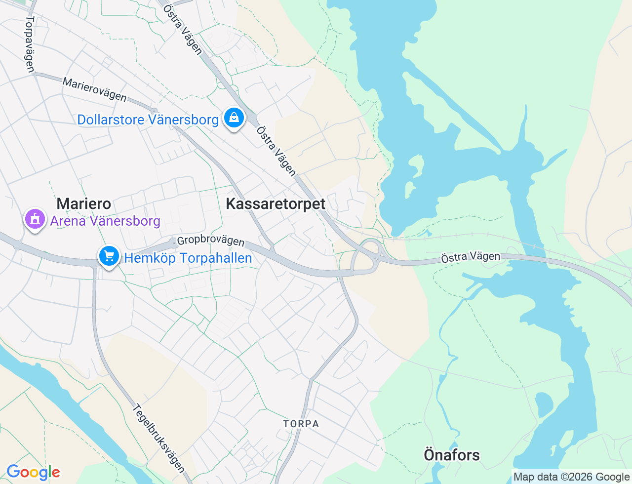 Karta över Petersbergsvägen 54 i 53 Vänersborg