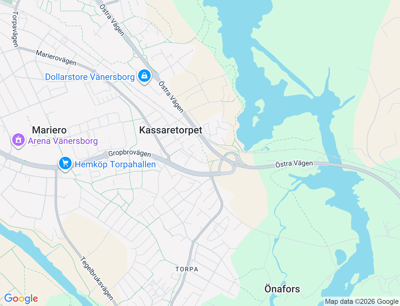 Karta över Petersbergsvägen 56 i 53 Vänersborg