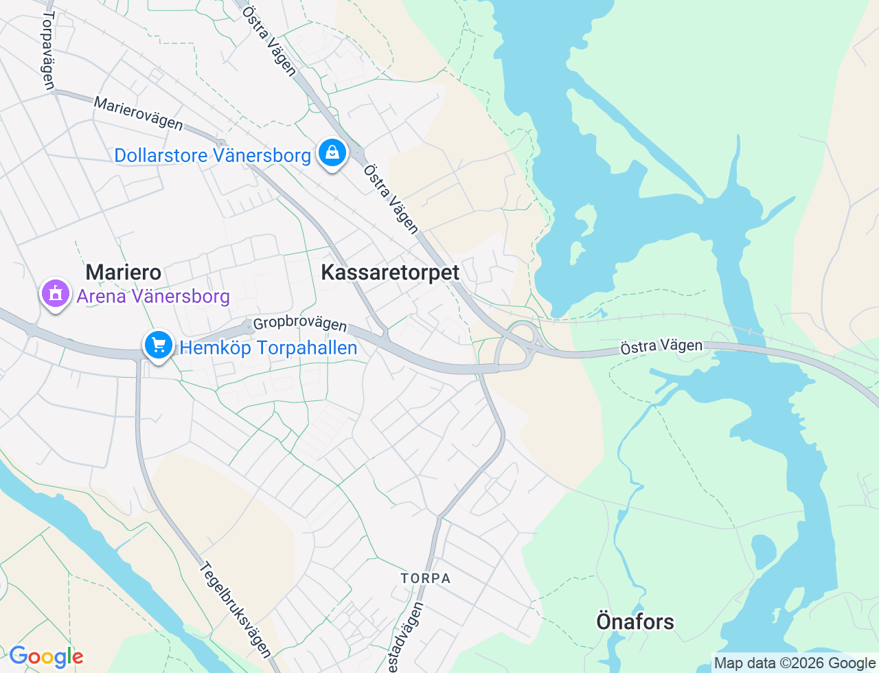 Karta över Petersbergsvägen 57 i 53 Vänersborg