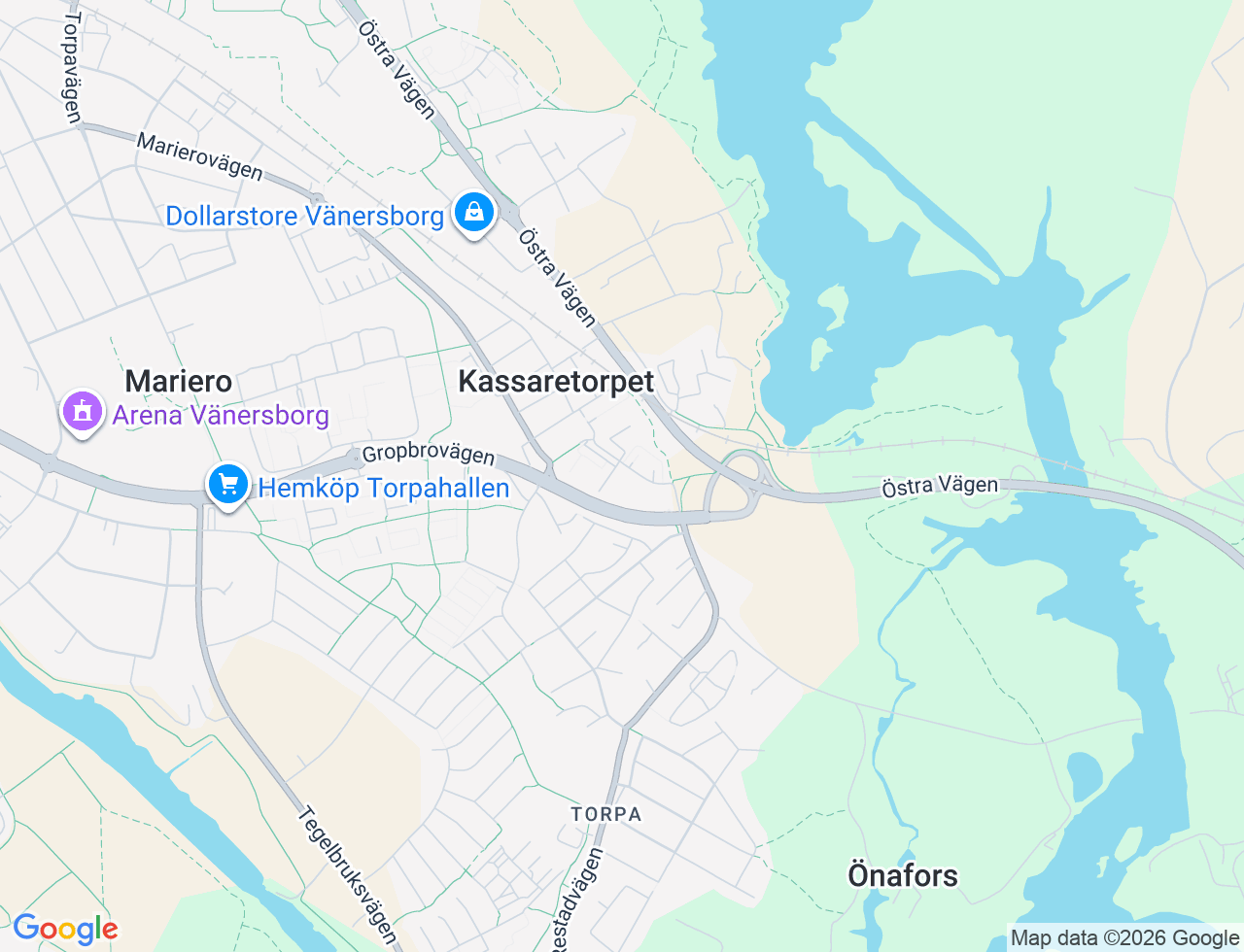 Karta över Petersbergsvägen 59 i 53 Vänersborg