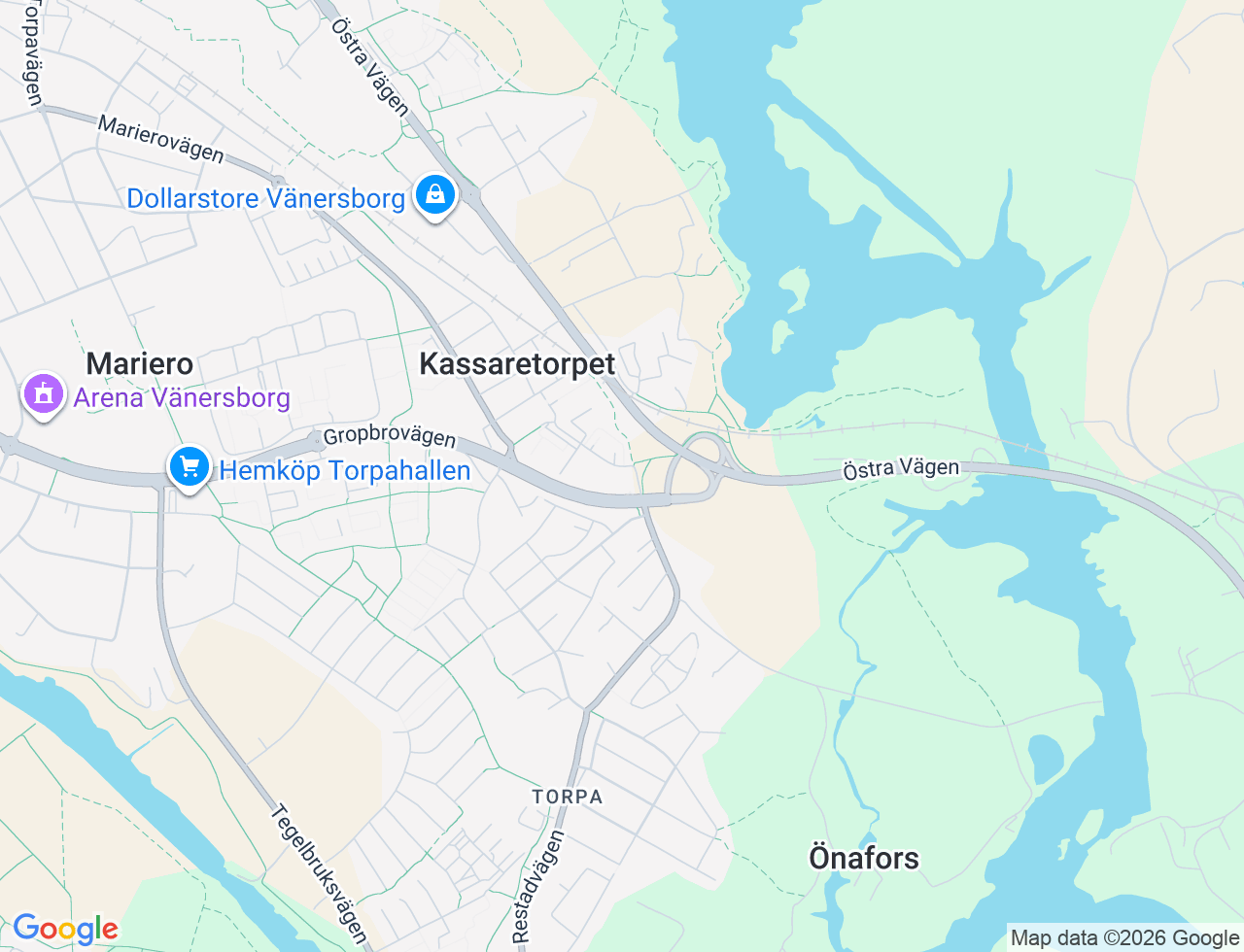 Karta över Petersbergsvägen 73 i 53 Vänersborg